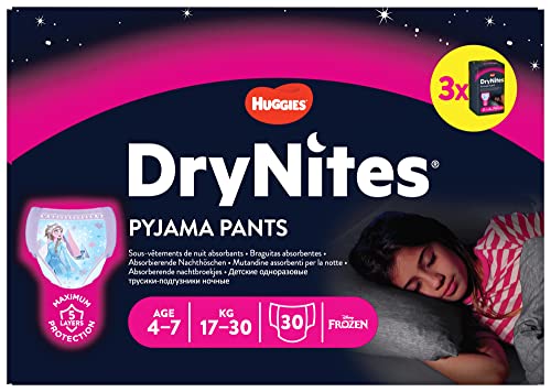 DryNites Calzoncillos absorbentes para Niña, 4-7 años (30 unidades
