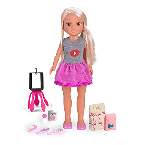 Mu eca Nancy YouTuber con Accesorios de Belleza y App Segura