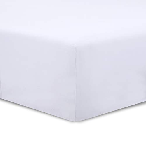 Sábana Bajera 200×200 cm blanca algodón 100% 57 hilos elástica 4 esquinas –  Shopavia