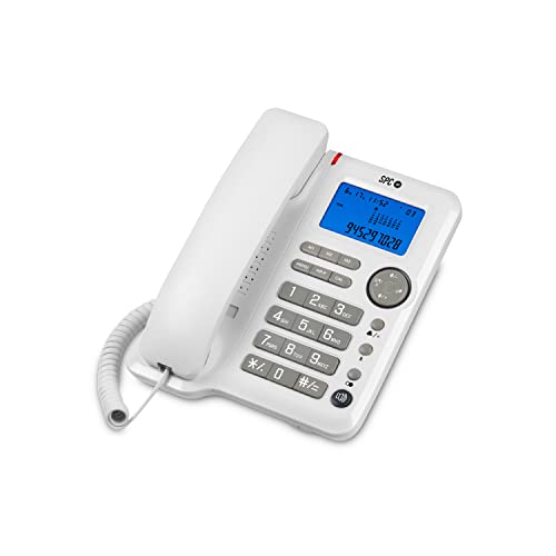 Teléfono Fijo SPC Office ID con Pantalla iluminada y Manos Libres – Blanco  – Shopavia